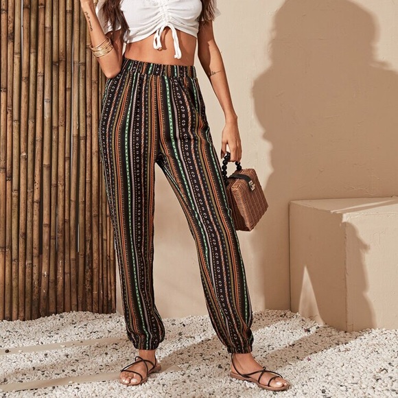 Shein Elastic Waist Tribal Print Pants - Picture 5 of 8